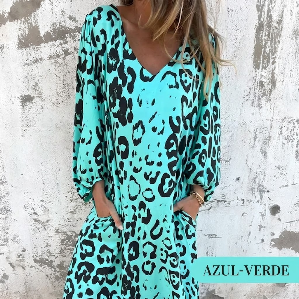 Valeria - Vestido Safari Chic con motivo de leopardo