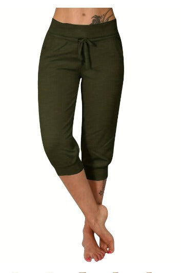 Selena - Pantalones capri con cordón en la cintura