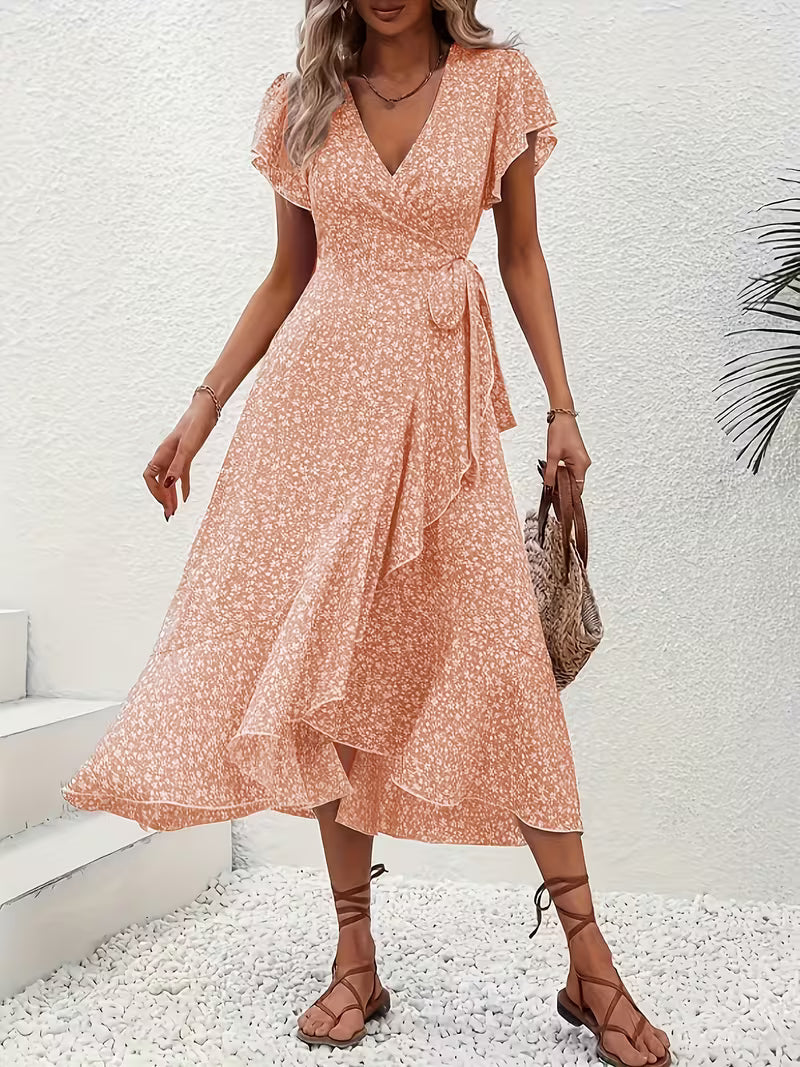 Claudia - Vestido floral cruzado con escote de pico