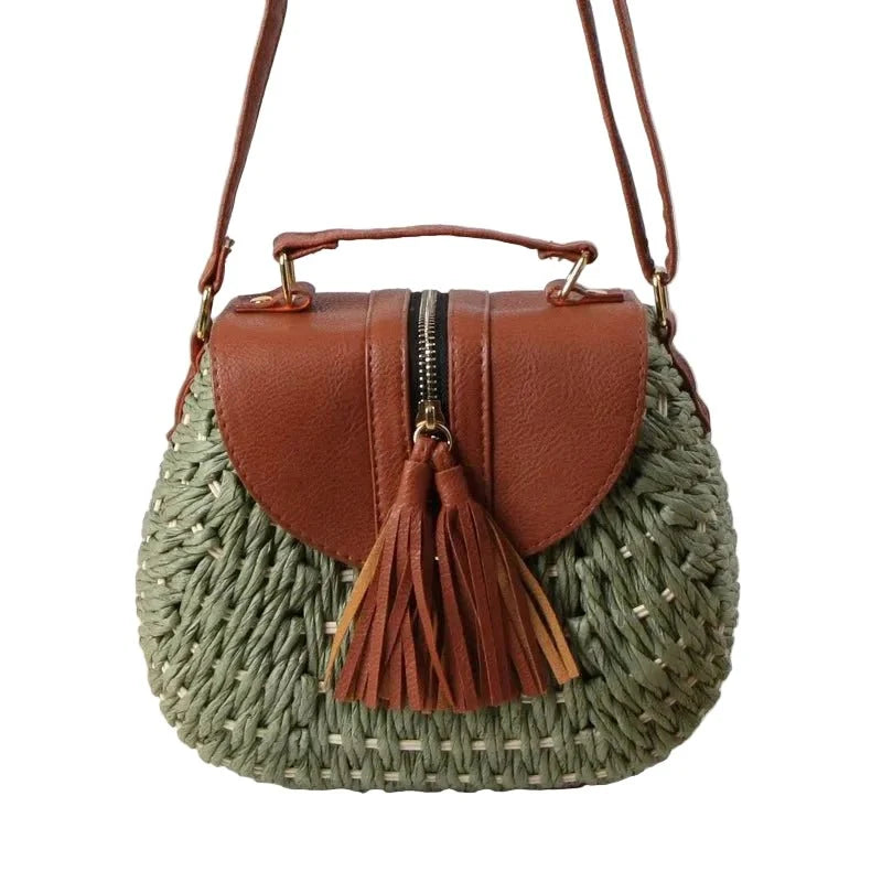 Dalia - Bolso de paja con solapa y borla | CARMEN VELVET