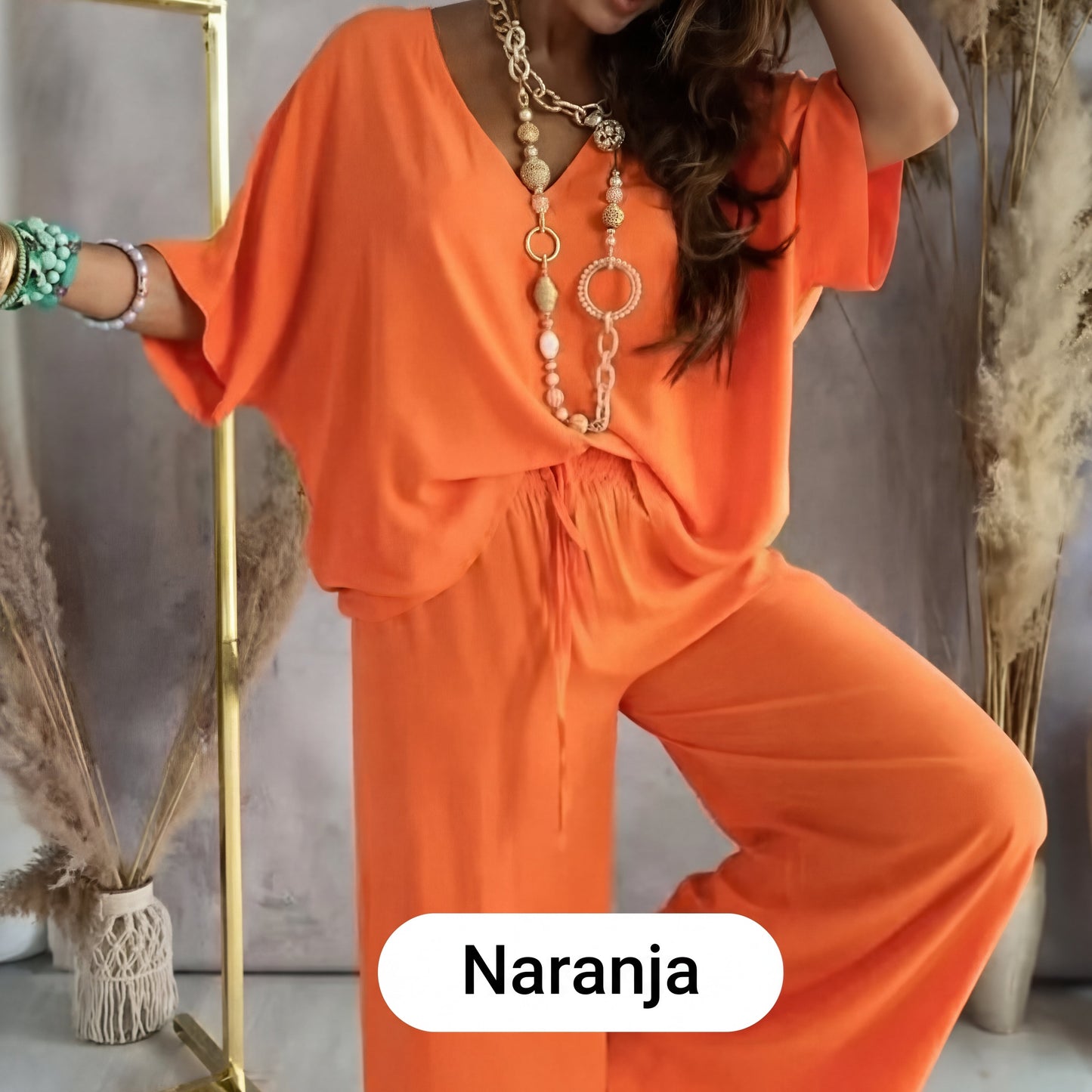 Leire - Conjunto de estilo diario de corte relajado de color liso