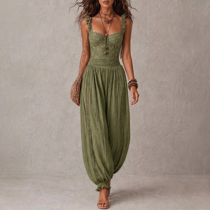 Luisa - Mono bohemio con detalles de encaje