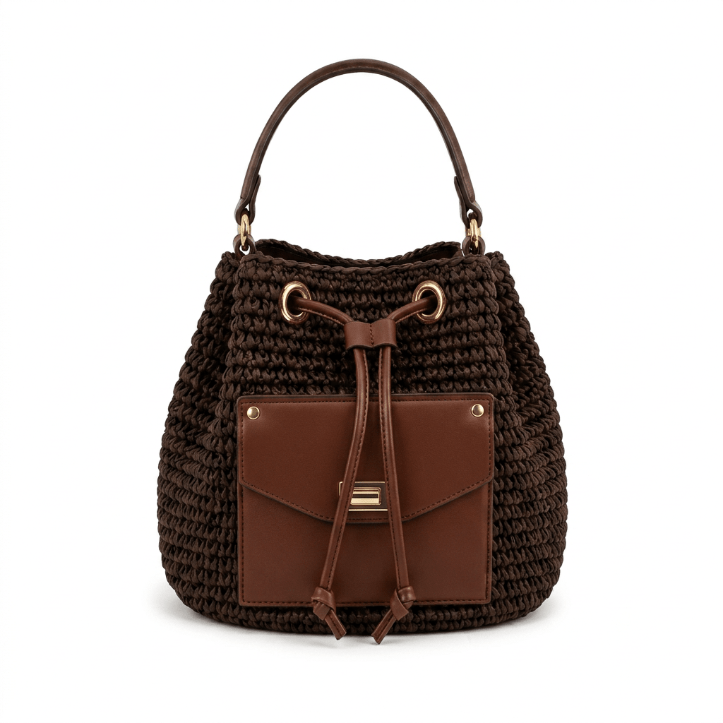 Lía - Bolso saco tejido con bolsillo frontal | CARMEN VELVET
