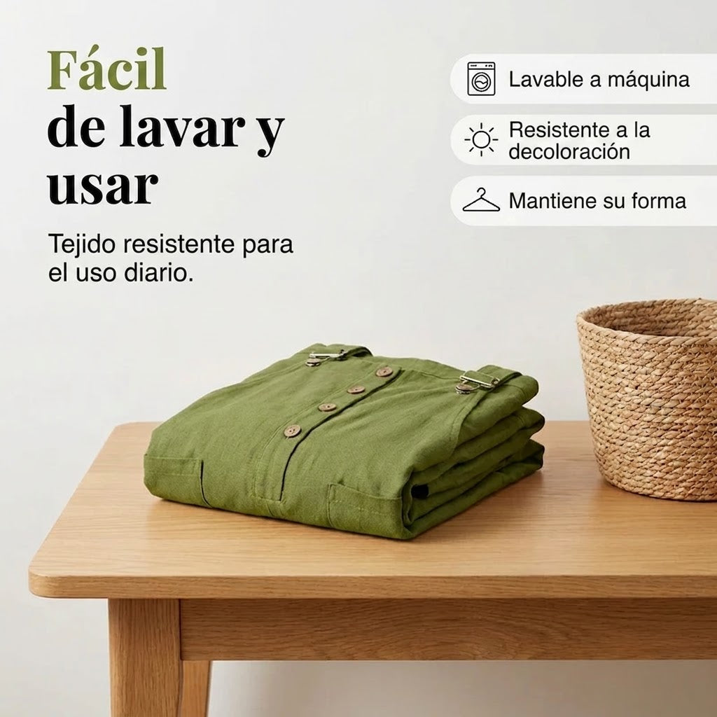 Cleo - Mono de estilo diario de tirantes con botones y ajuste de corte relajado