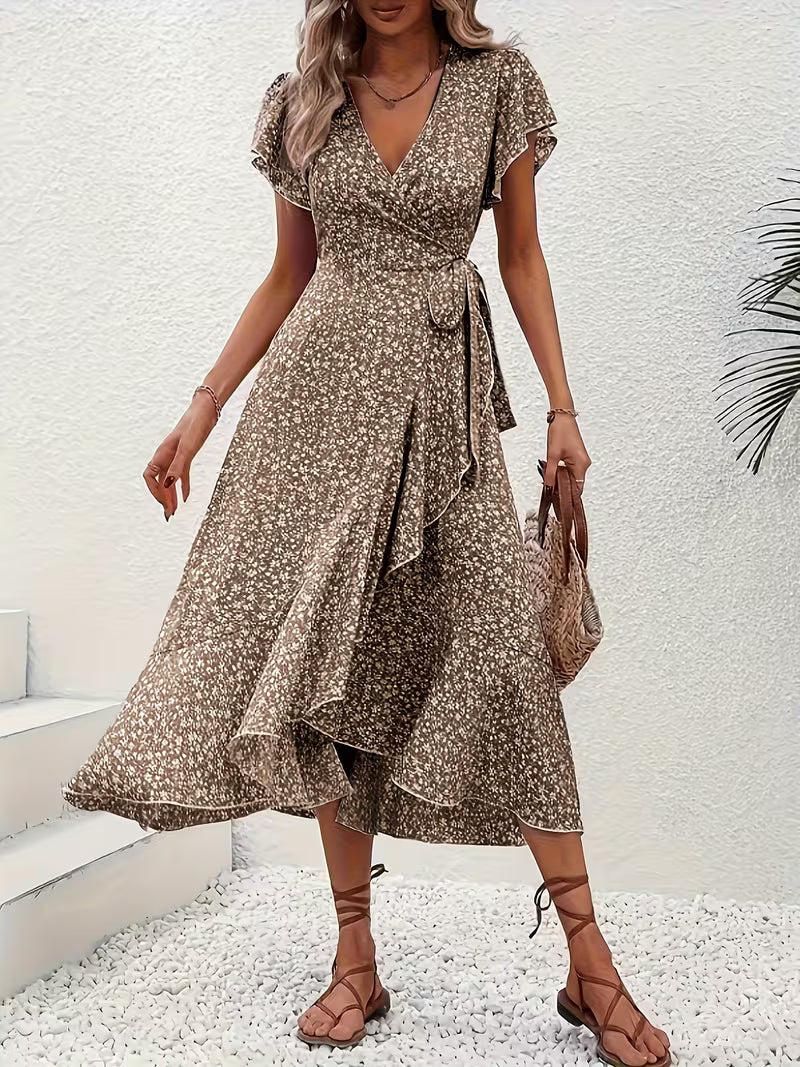 Claudia - Vestido floral cruzado con escote de pico