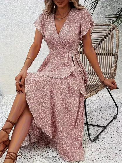 Claudia - Vestido floral cruzado con escote de pico
