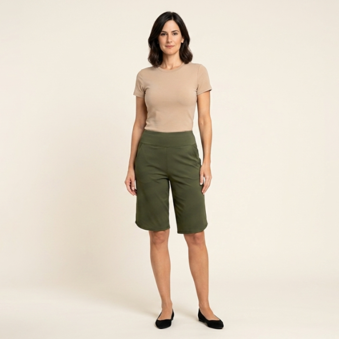 Estela - Pantalones cortos de yoga de tiro alto con bolsillos