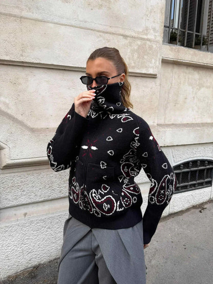 Alba - Jersey de punto con cuello alto y cremallera
