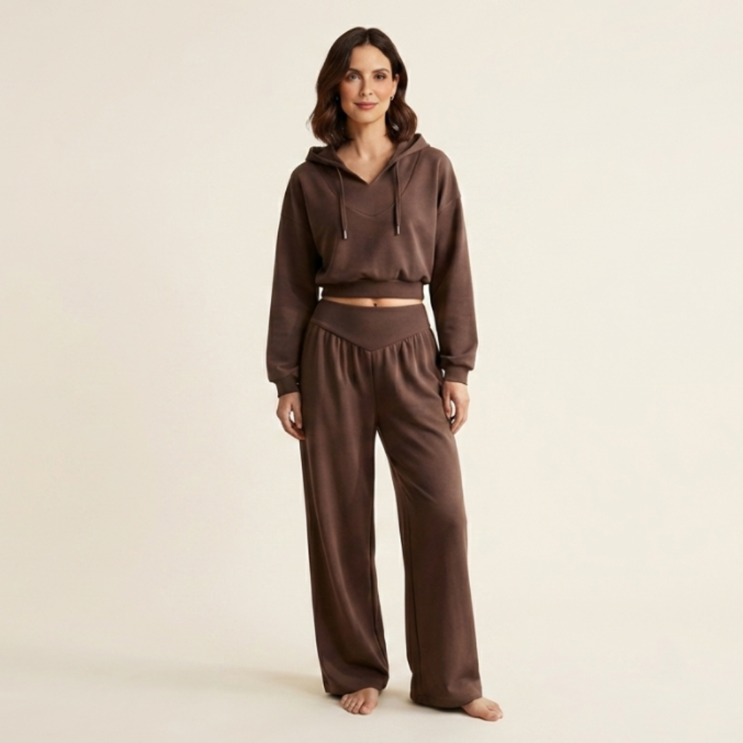 Violeta - Conjunto de sudadera corta y pantalón ancho