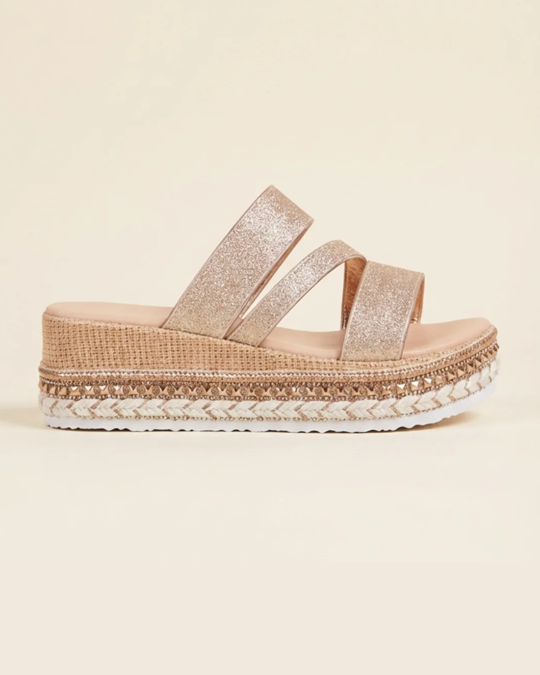 Zoe - Sandalias doradas de cuña elegantes