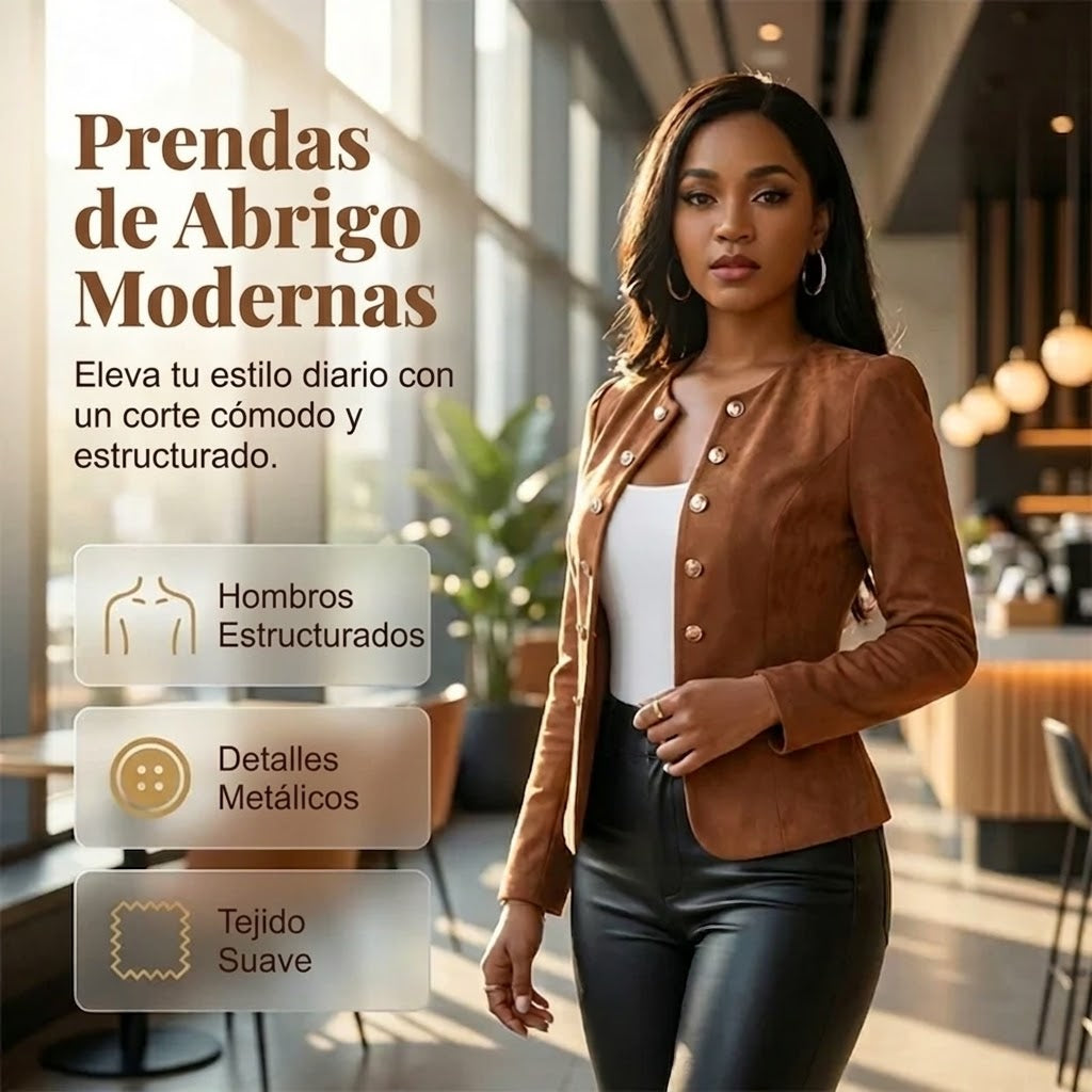 Claudia - Chaqueta de mujer de imitación de ante