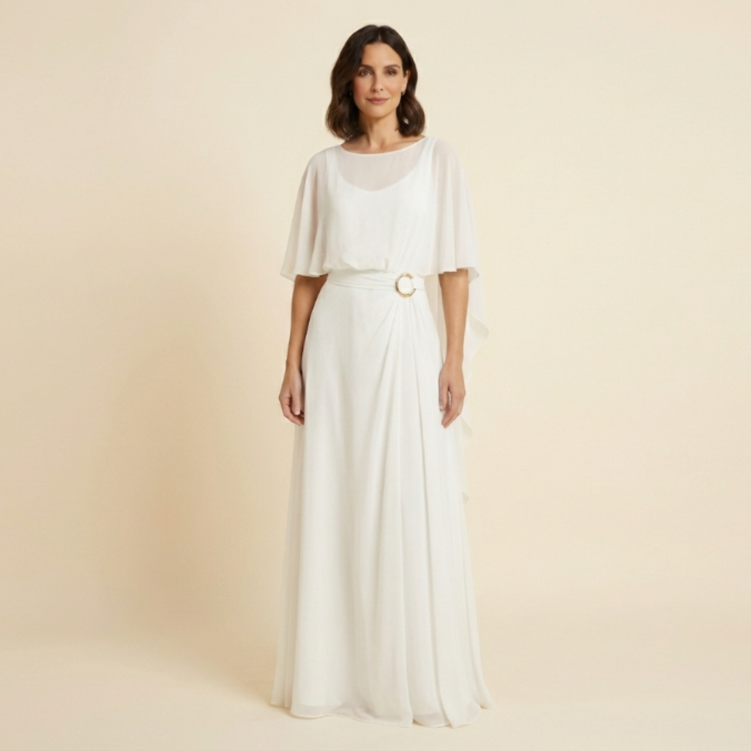 Alicia - Conjunto elegante con mangas capa y pantalón de caída ligera