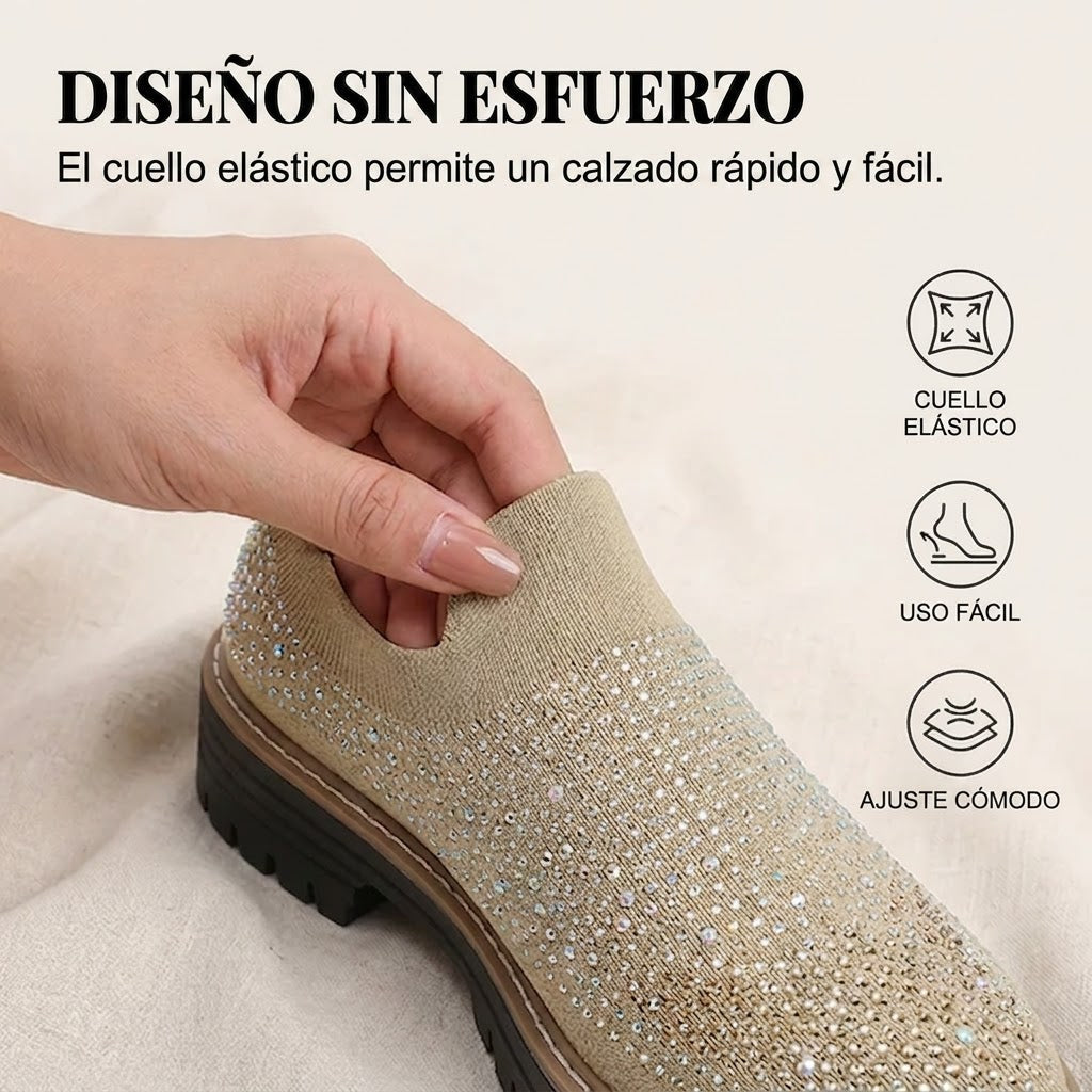 Lorena - Mocasines sin cordones con pedrería brillante