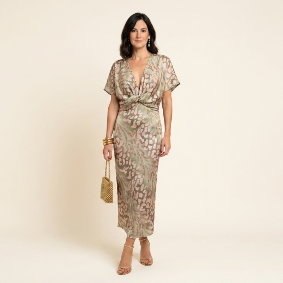 Olivia - Vestido midi color cobre