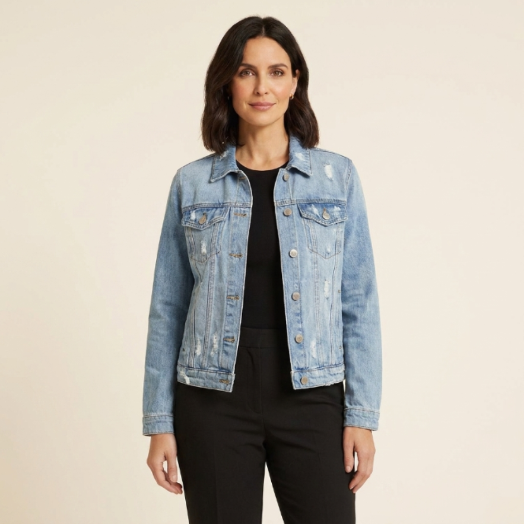 Valentina - Chaqueta denim boyfriend desgastada