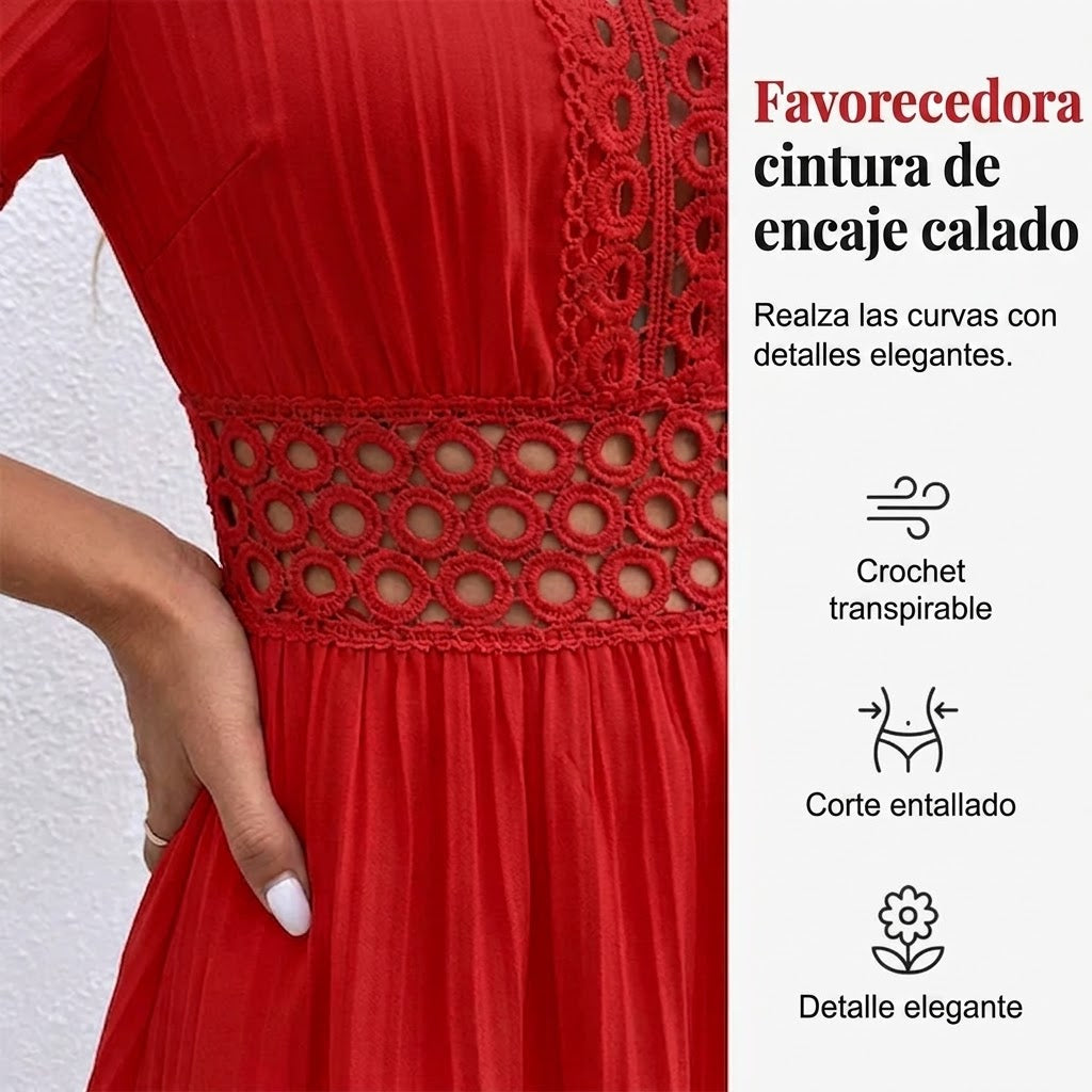 Elena - Vestido de verano cómodo con detalles de encaje