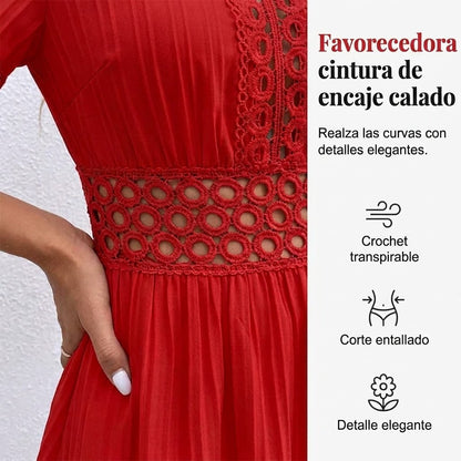 Elena - Vestido de verano cómodo con detalles de encaje