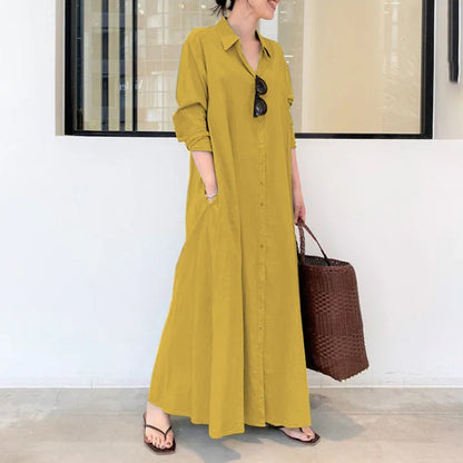 Valeria - Vestido camisero largo de caída ligera