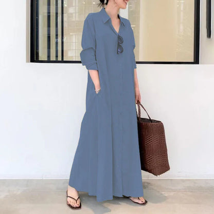 Valeria - Vestido camisero largo de caída ligera