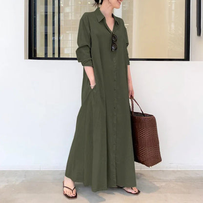 Valeria - Vestido camisero largo de caída ligera