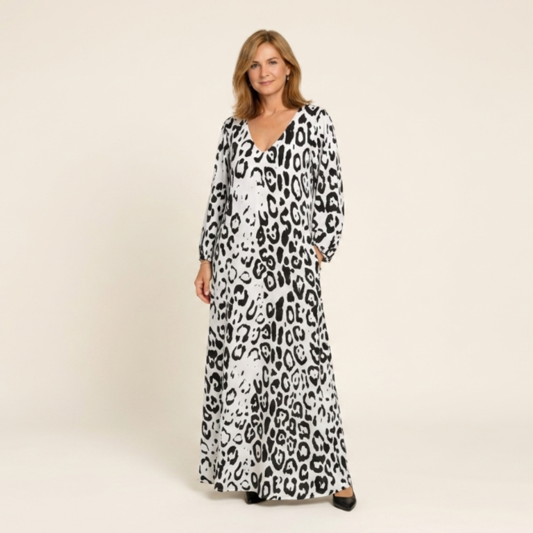 Valeria - Vestido Safari Chic con motivo de leopardo