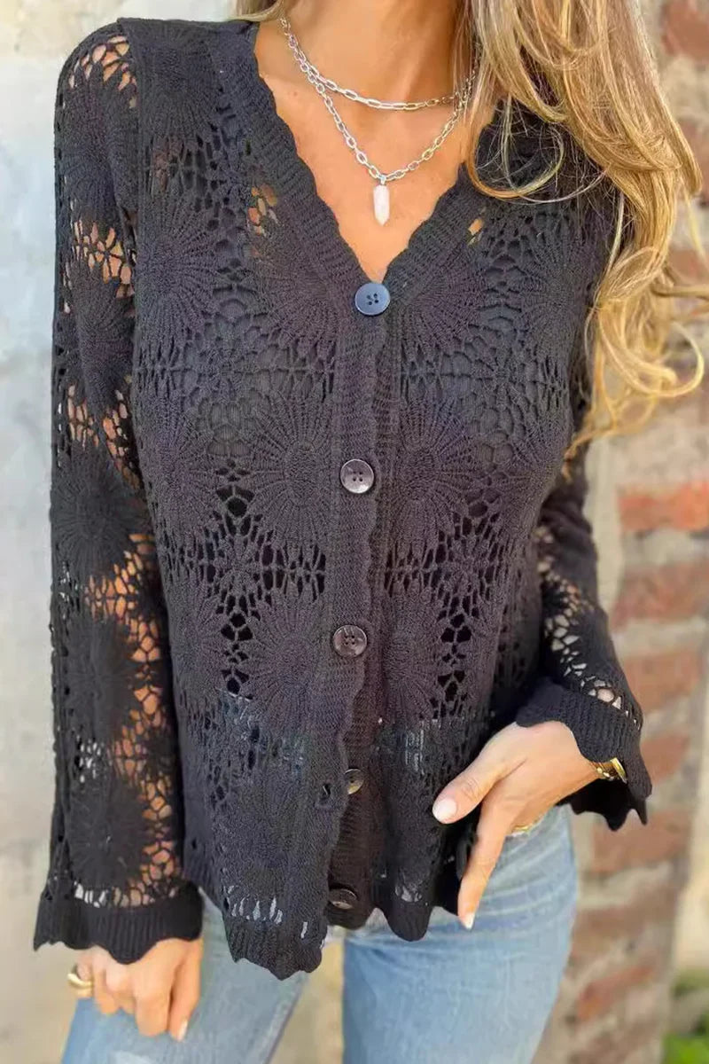 Marina - Cardigan de encaje con cuello en V