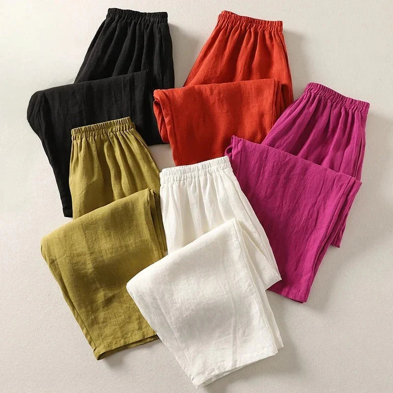 Elena - Pantalón de caída ligera de algodón y lino