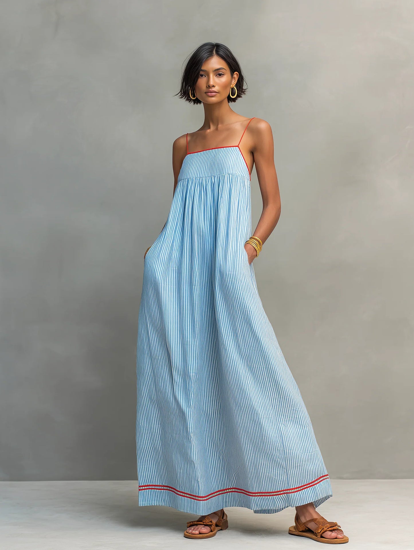 Carlota - Vestido largo con motivo de rayas