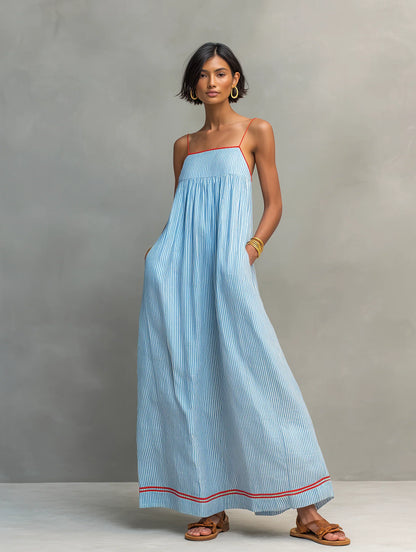 Carlota - Vestido largo con motivo de rayas