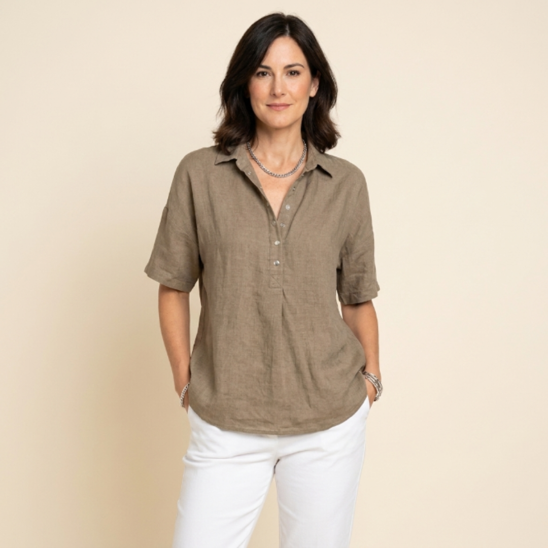 Carmen - Blusa con cuello y detalle de botones