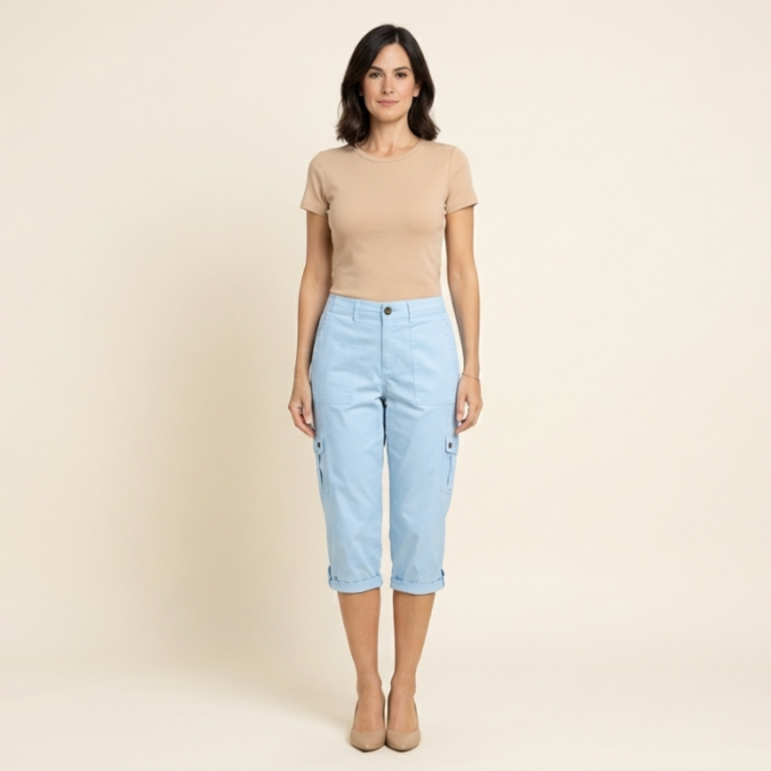 Lina - Pantalón corto de estilo diario elástico con bolsillos