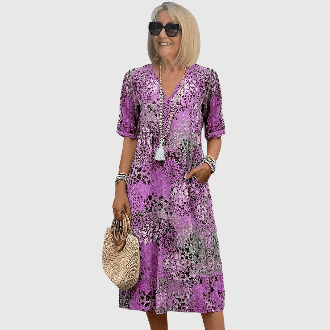 Lorena - Vestido midi veraniego con motivo oceánico