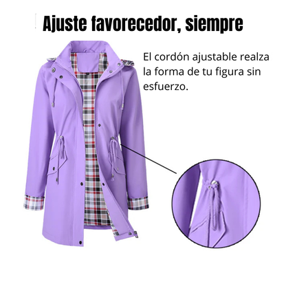 Valeria - Chaqueta impermeable con forro de cuadros