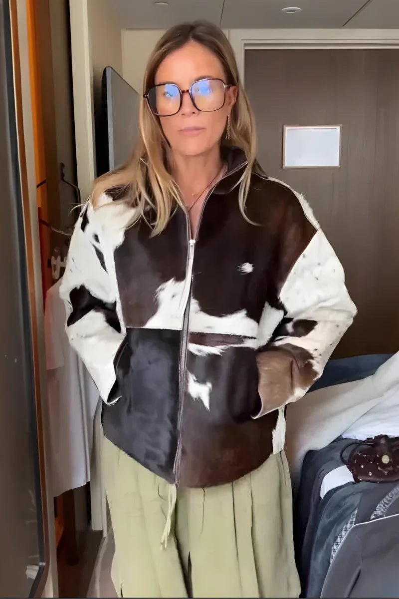 Celeste - Chaqueta elegante con textura y cremallera