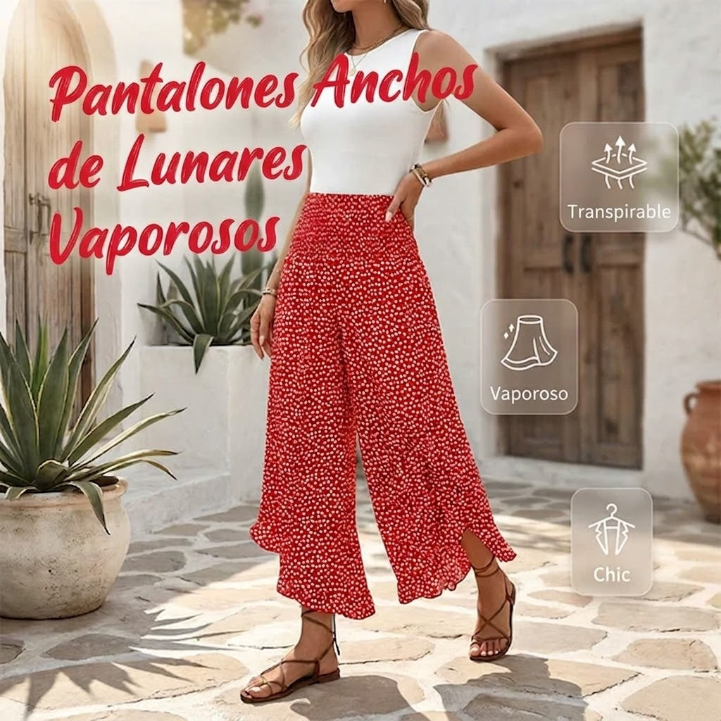 Arlet - Pantalón de caída ligera de lunares con volante