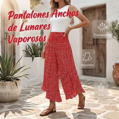 Arlet - Pantalón de caída ligera de lunares con volante