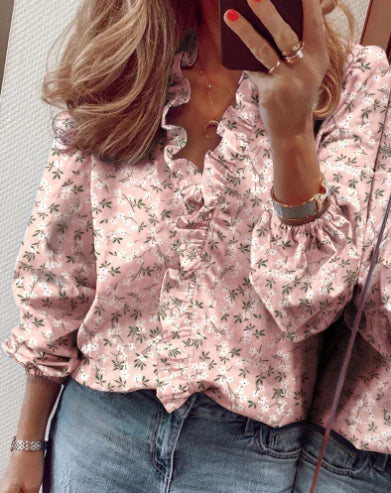 Victoria - Blusa de corte relajado con detalle de volantes y mangas farol