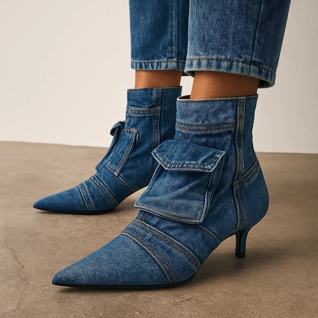 Teresa - Botines de diseño cargo en tejido tejano