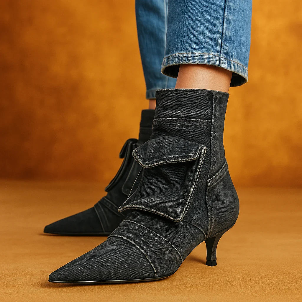 Teresa - Botines de diseño cargo en tejido tejano
