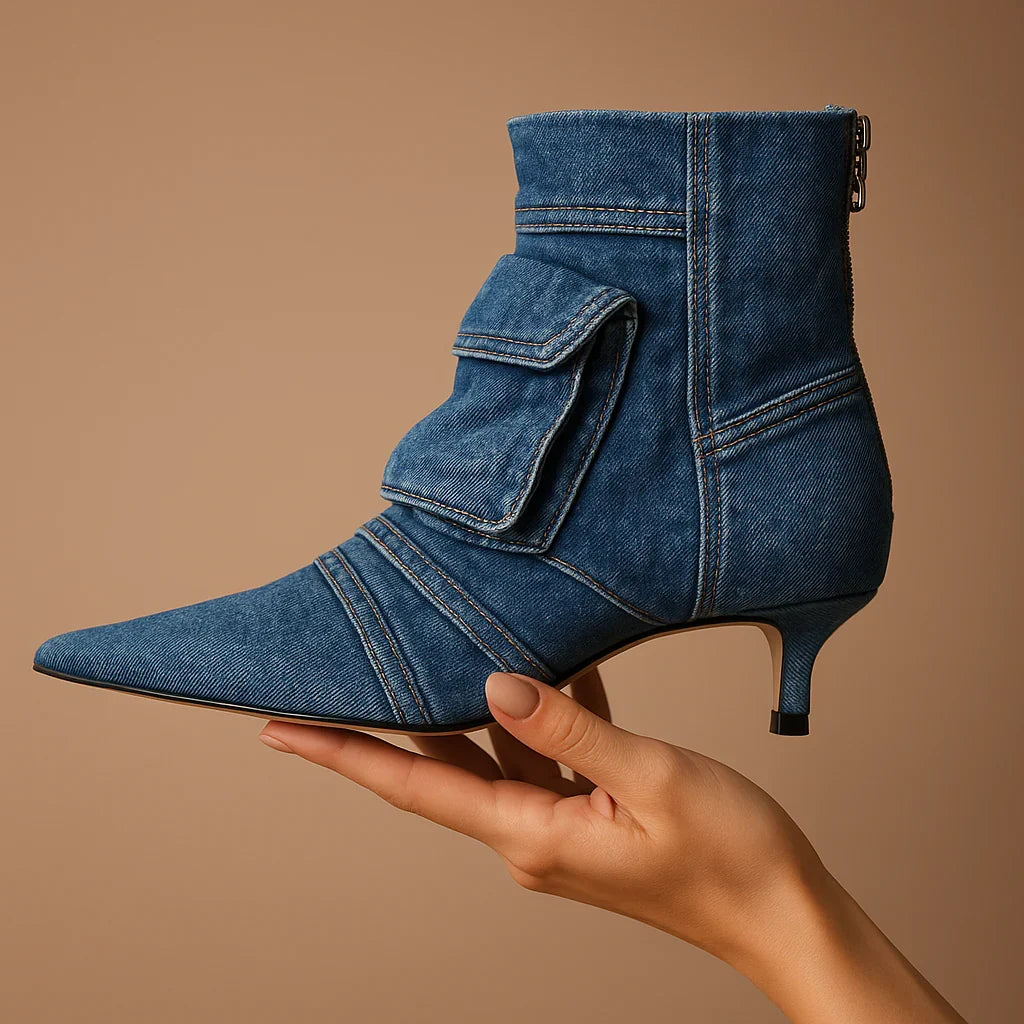 Teresa - Botines de diseño cargo en tejido tejano