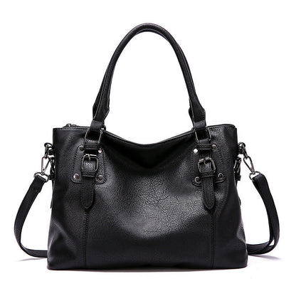ERATO - Bolso gran capacidad Vintage en cuero suave con bandolera - Negro - CARMEN VELVET
