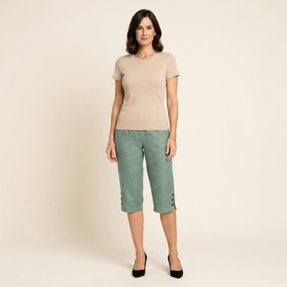 Valentina - Pantalón capri liso con bolsillos laterales