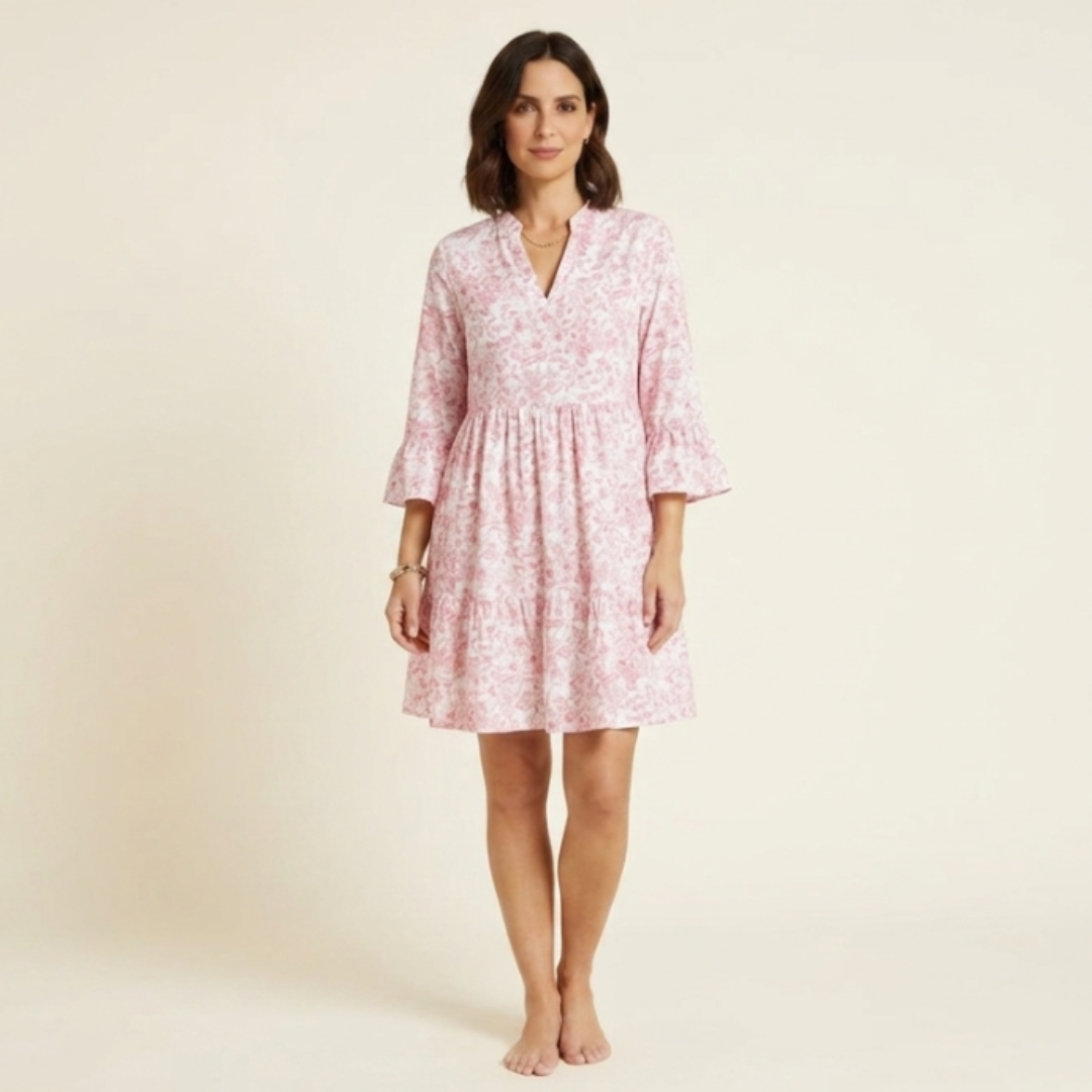 Alba - Vestido con escote de pico y motivo