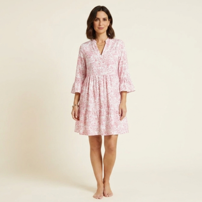 Alba - Vestido con escote de pico y motivo