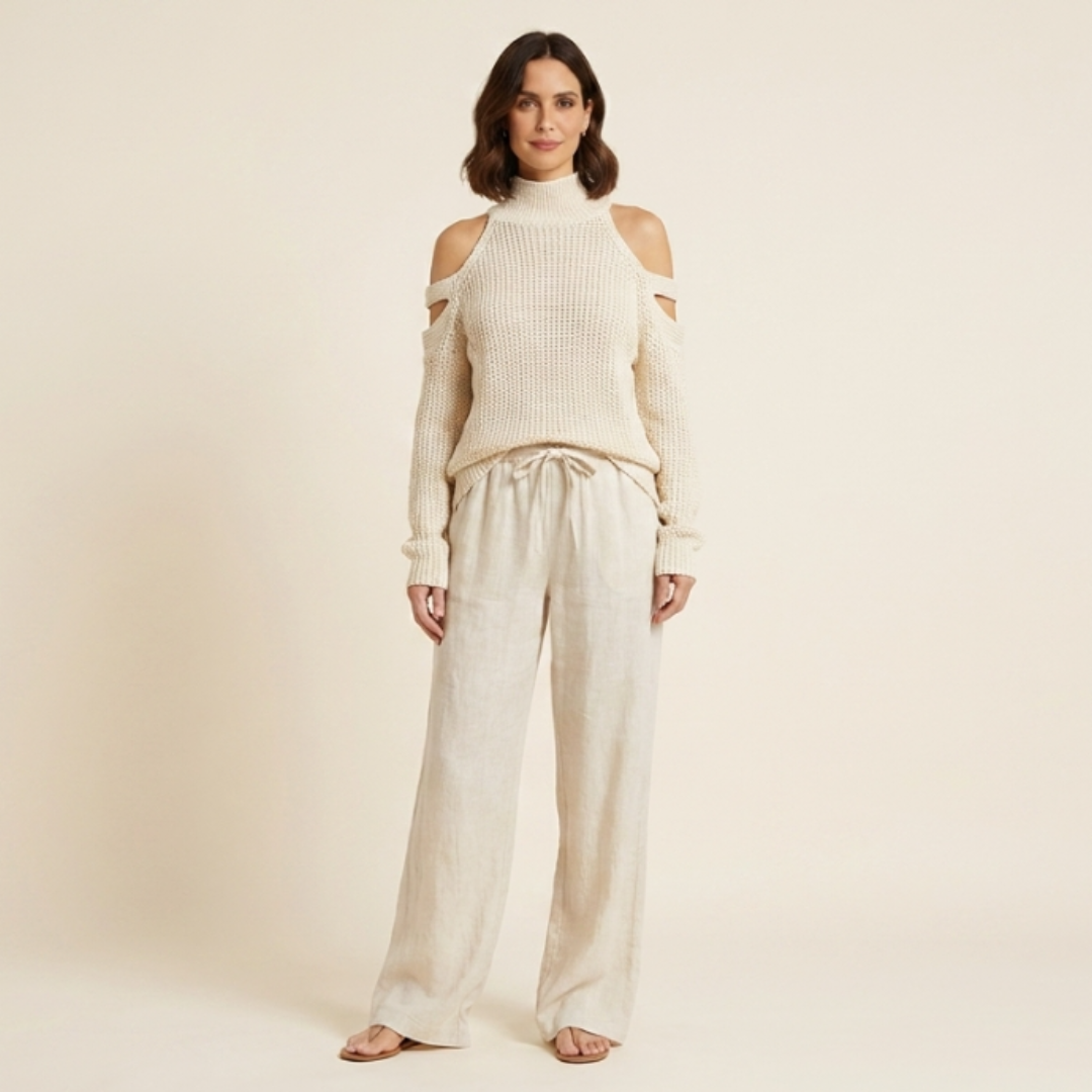 Frida - Conjunto moderno de punto y pantalón de caída ligera