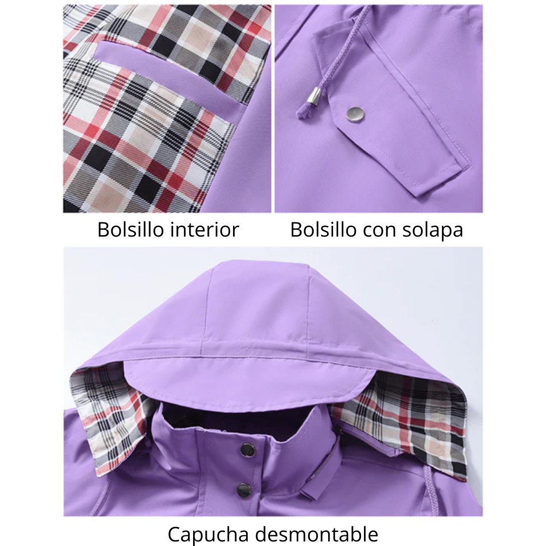 Valeria - Chaqueta impermeable con forro de cuadros