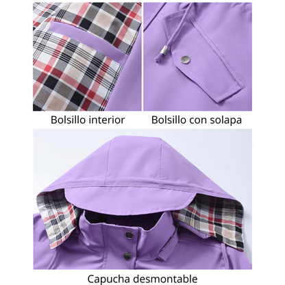 Valeria - Chaqueta impermeable con forro de cuadros