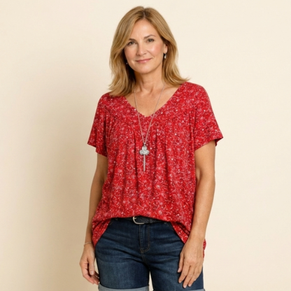 Nerea - Blusa estampada con escote de pico