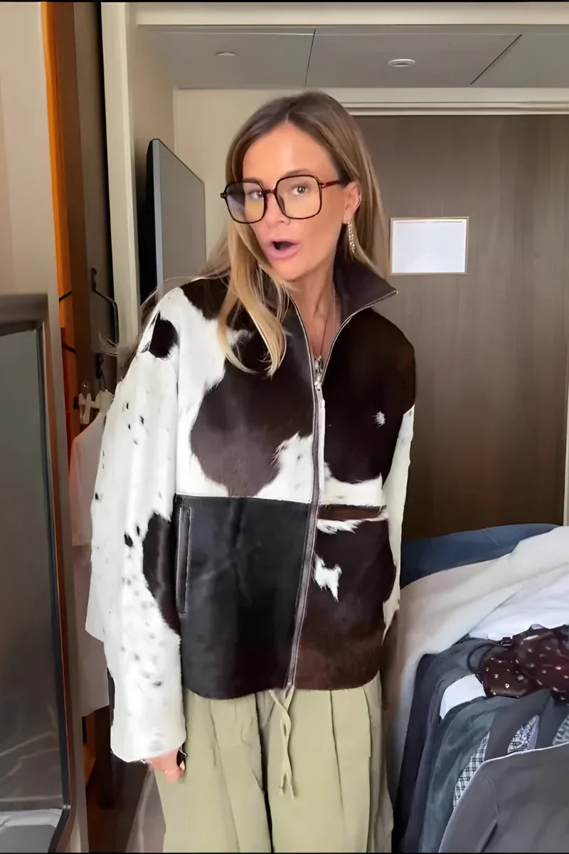 Celeste - Chaqueta elegante con textura y cremallera