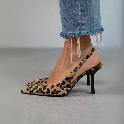 Clara - Zapatos de tacón de leopardo con punta afilada